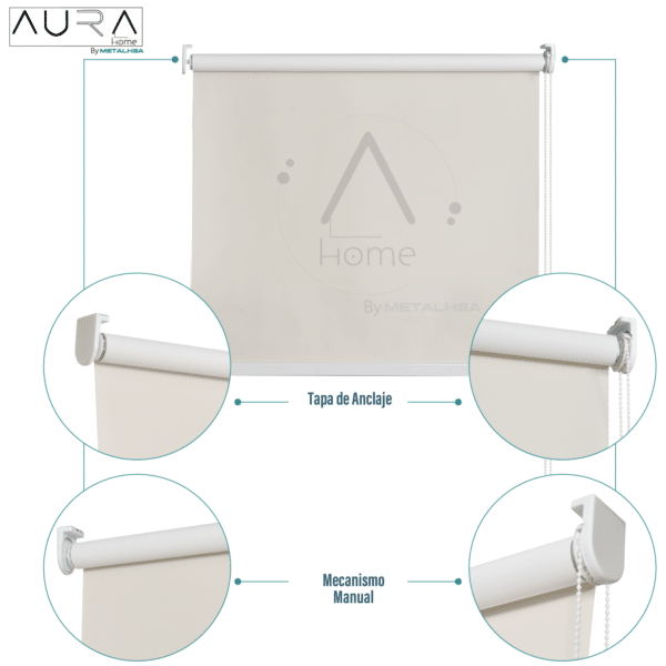Cortina Roller Blackout Beige 150X250 Cm Aura - Imagen 7