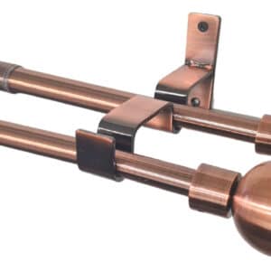 Set Barras para Cortina Doble 16/19 Mm Extensible 120-210 Cm A Muro Cobre Bola