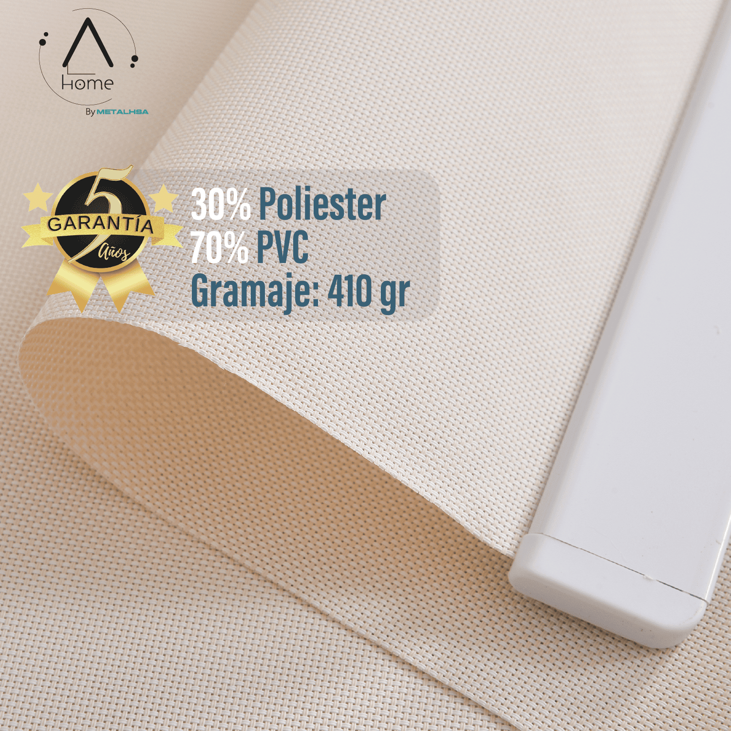 Cortina Roller Sunscreen 160X250 Cm 5% Apertura Beige Aura - Imagen 5