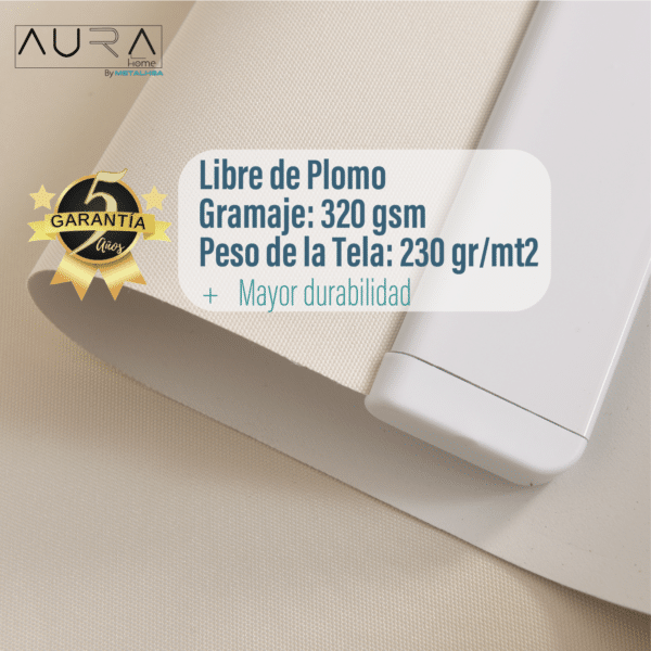 Cortina Roller Blackout Beige 150X250 Cm Aura - Imagen 5
