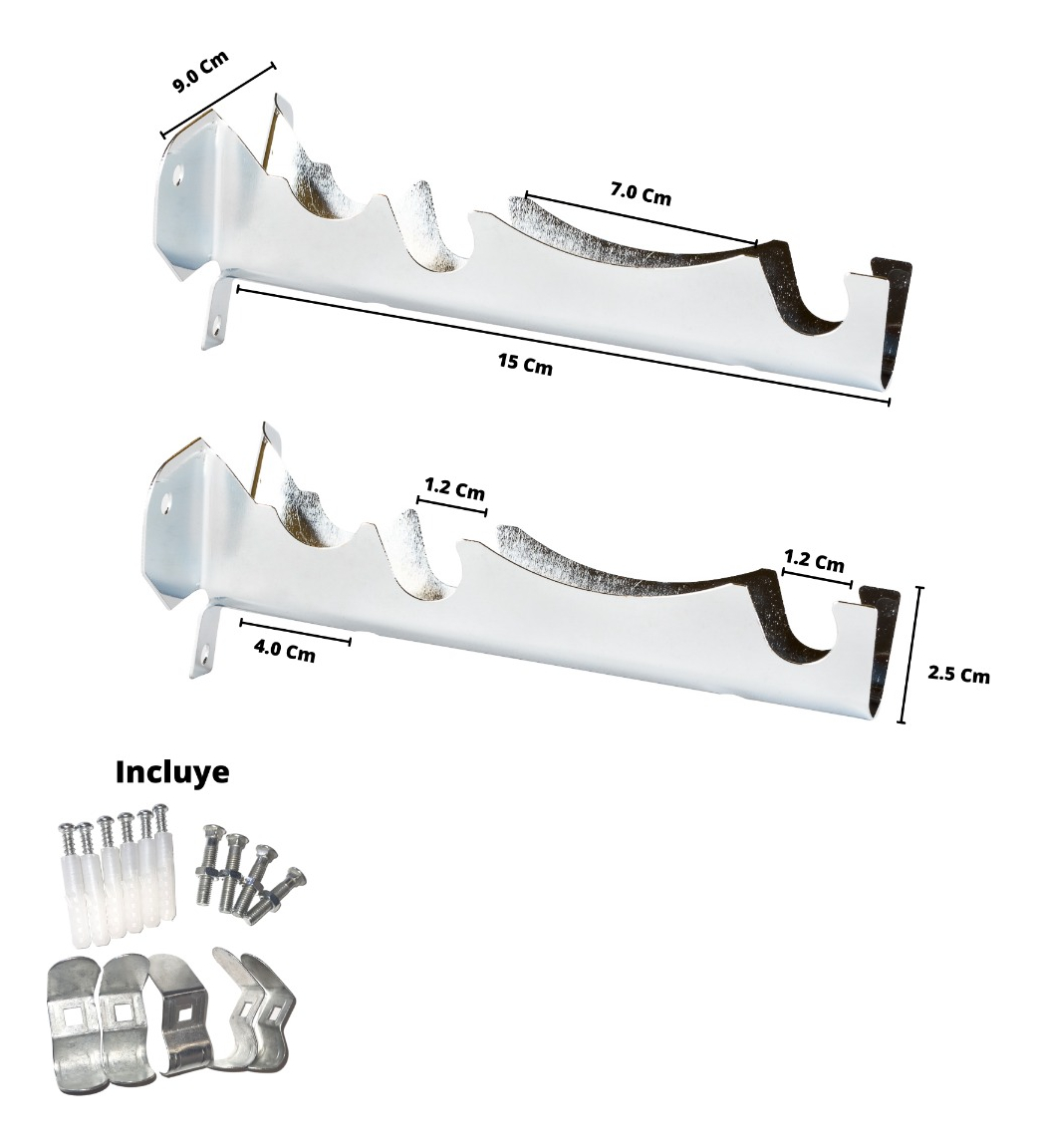 Pack 2 Unidades De Soporte Cromado Doble A Muro 12 Mm - Imagen 3