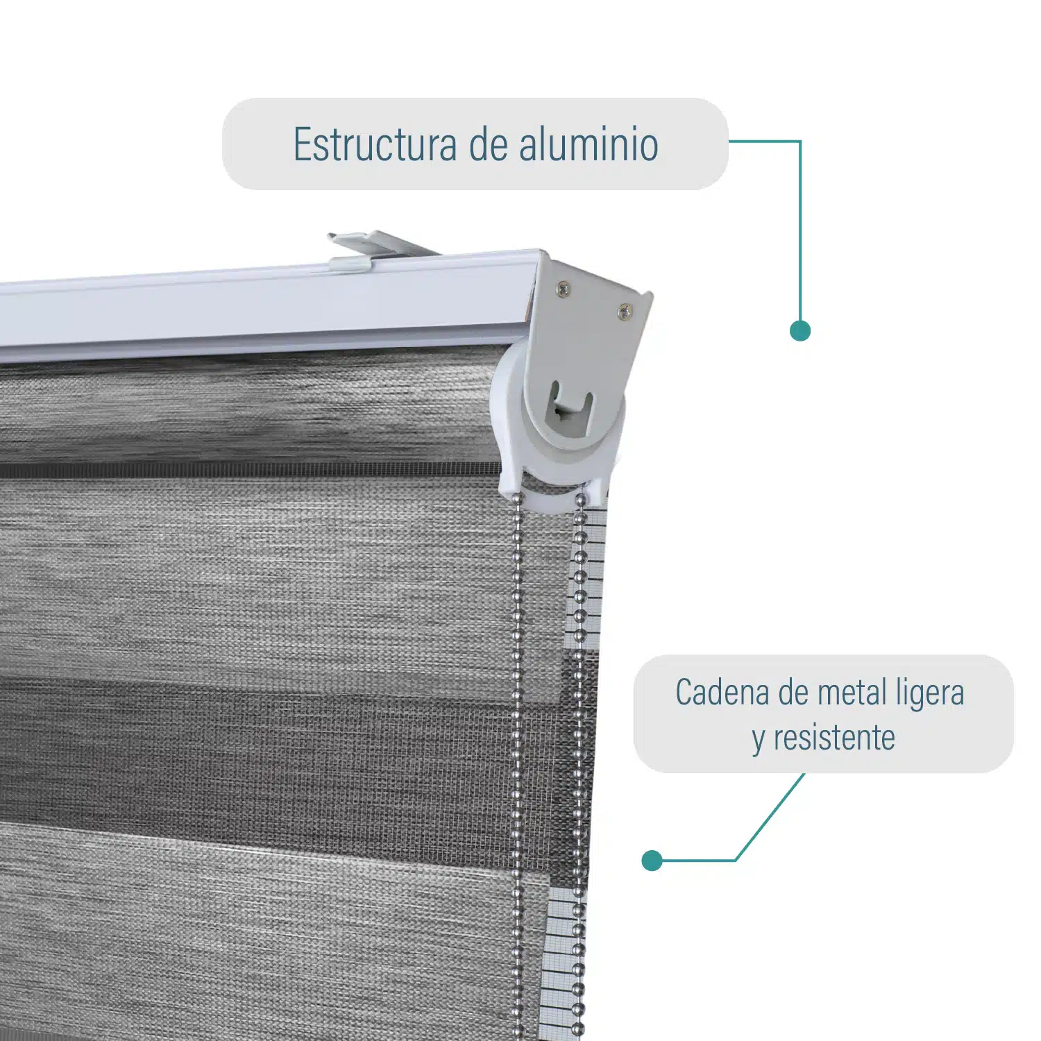 Cortina Roller Duo Zebra Día y Noche Gris 90 X 165 Cm Sin Cenefa Sunfree - Imagen 3