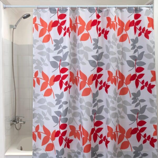 Cortina De Baño 180 x 180 Cm Poliéster Hojas Naranjas - Imagen 3