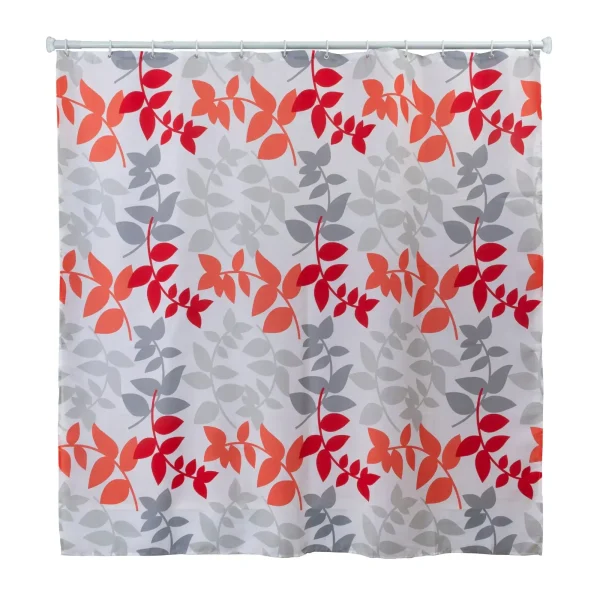 Cortina De Baño 180 x 180 Cm Poliéster Hojas Naranjas