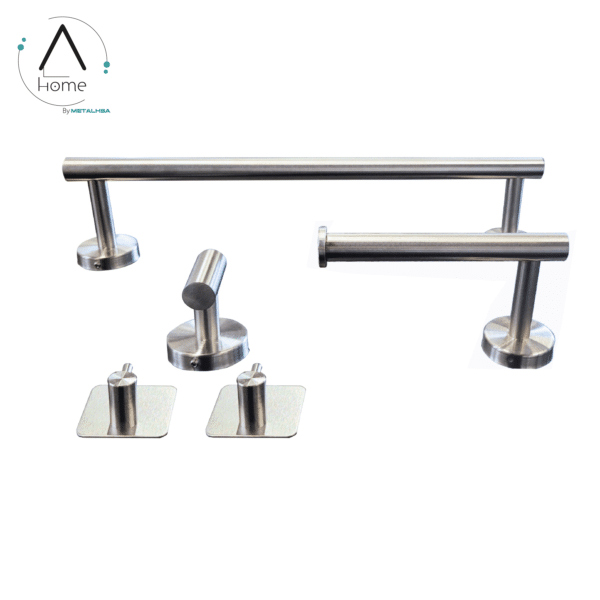 Set de Baño Inoxidable Plateado 5 Piezas - Imagen 2