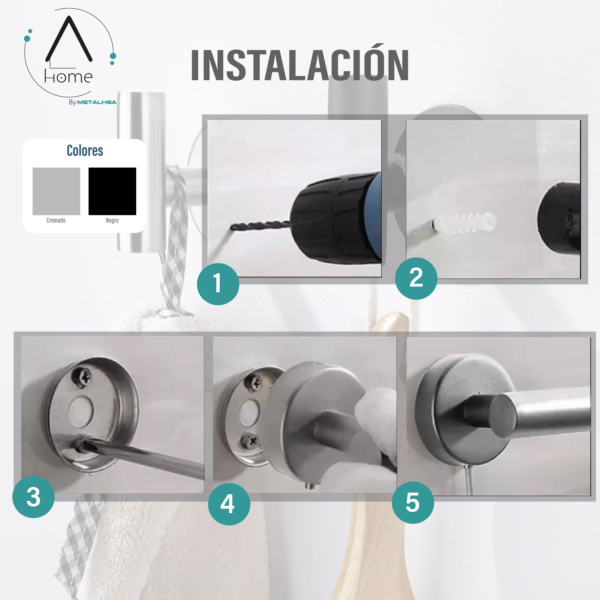 Set de Baño Inoxidable Plateado 5 Piezas - Imagen 5