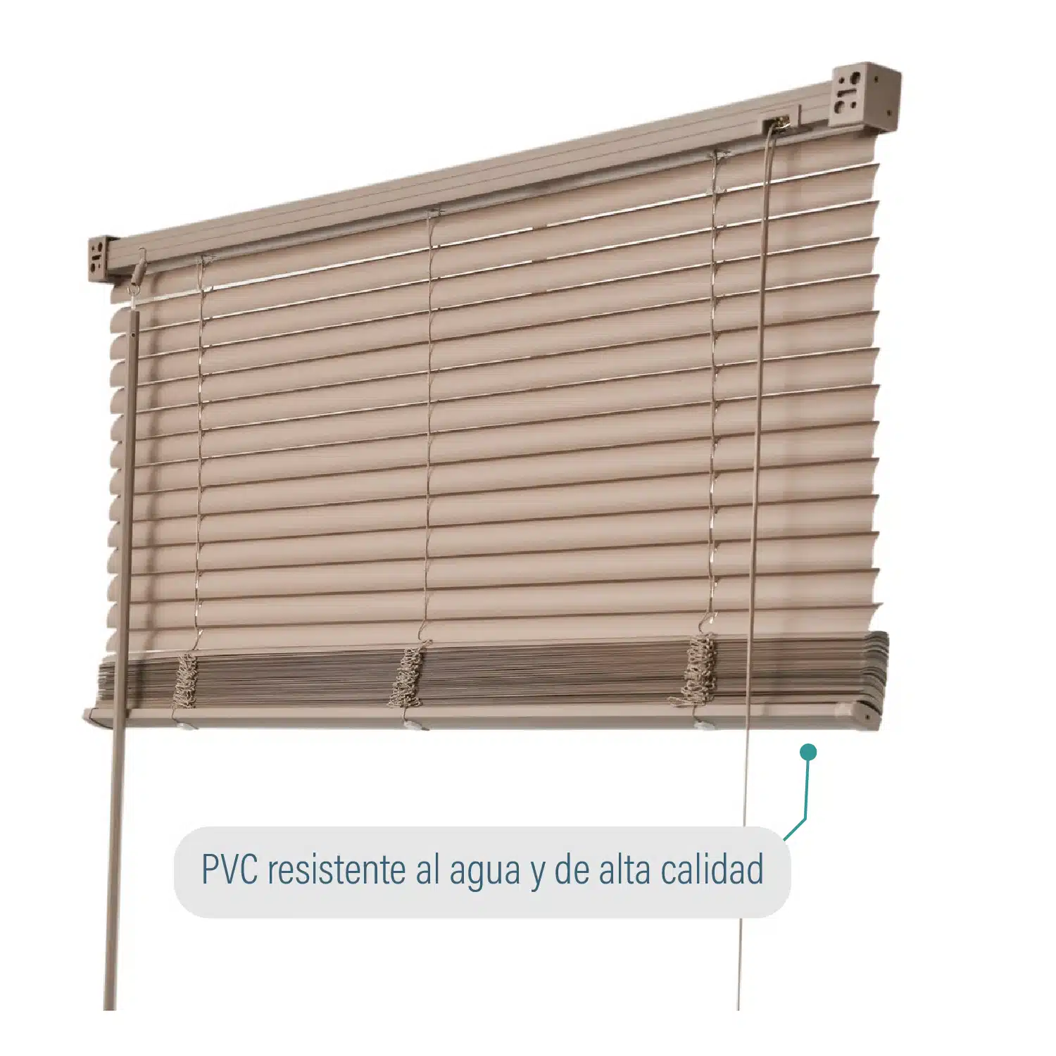 Persiana Veneciana Pvc 25MM 160X165 Cm Manual Capuccino Aura - Imagen 2