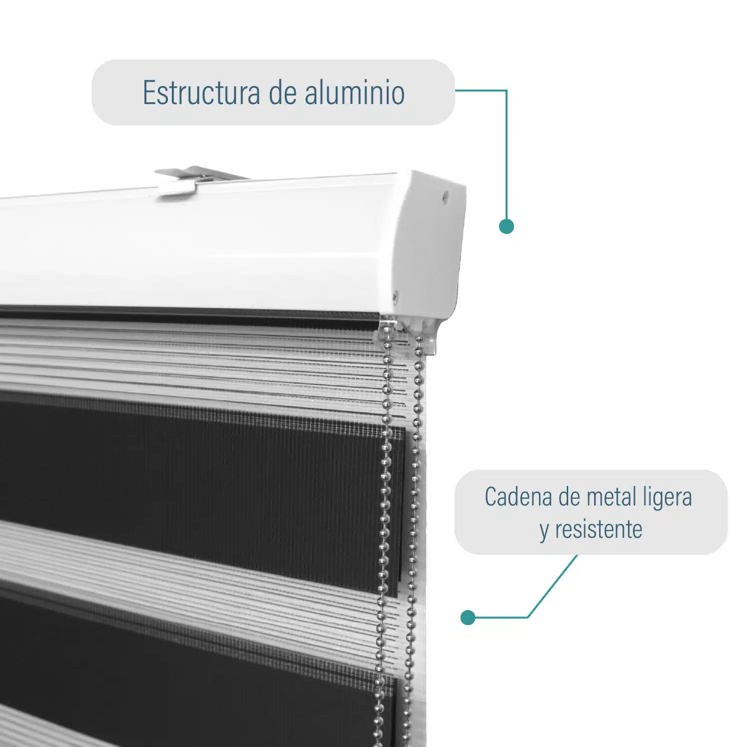 Cortina Roller Duo Zebra Día Y Noche Negro 90 X 250 Cm Sunfree - Imagen 3