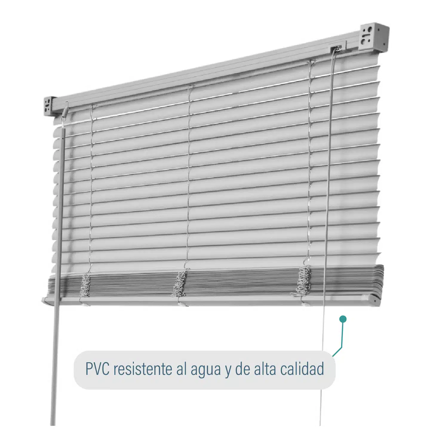 Persiana Veneciana Pvc 25MM 120X165 Cm Manual Gris Ceniza Aura - Imagen 2