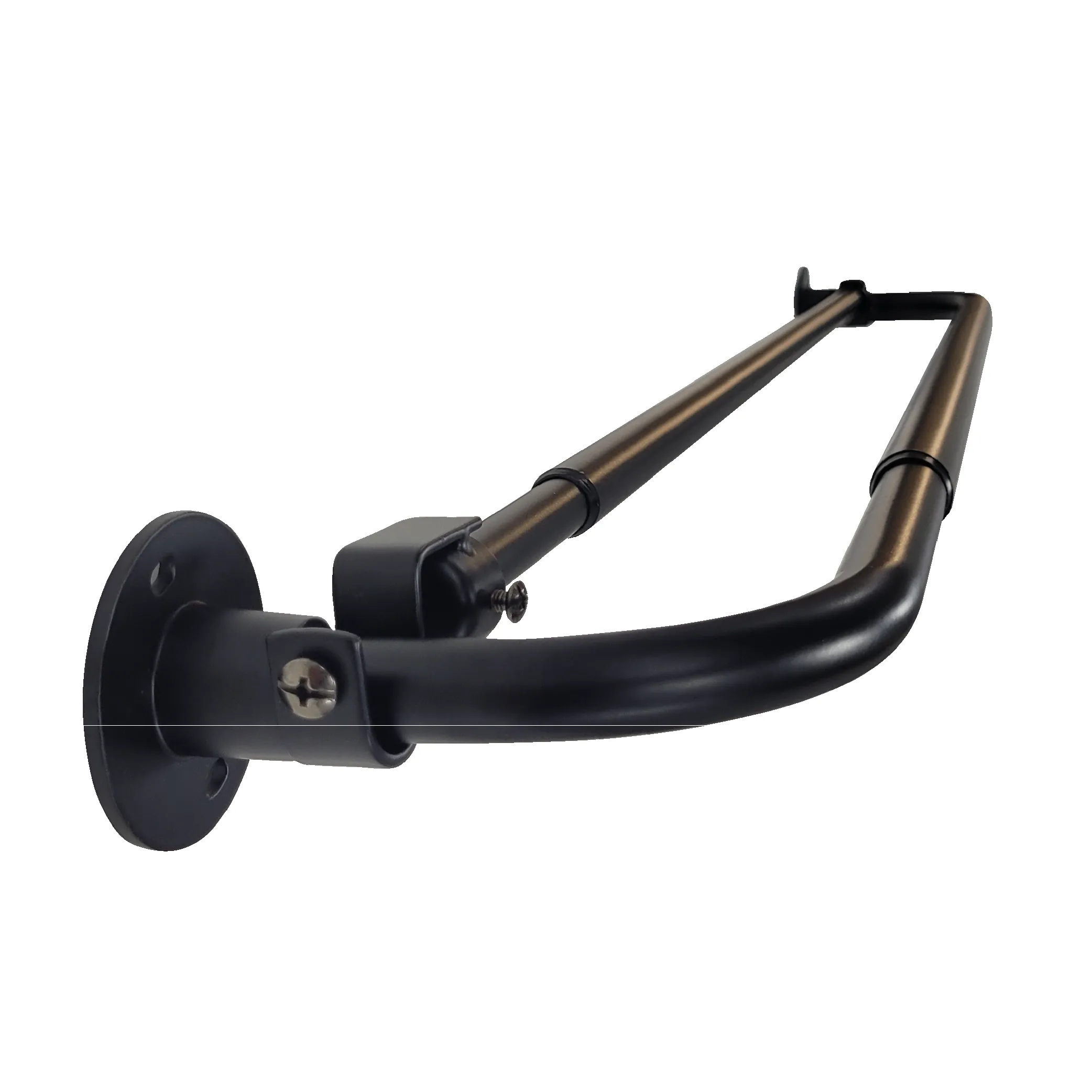 Set Barras para Cortina Doble 16/19 Mm Extensible Curvo 70 a 120 Cm Color Negro