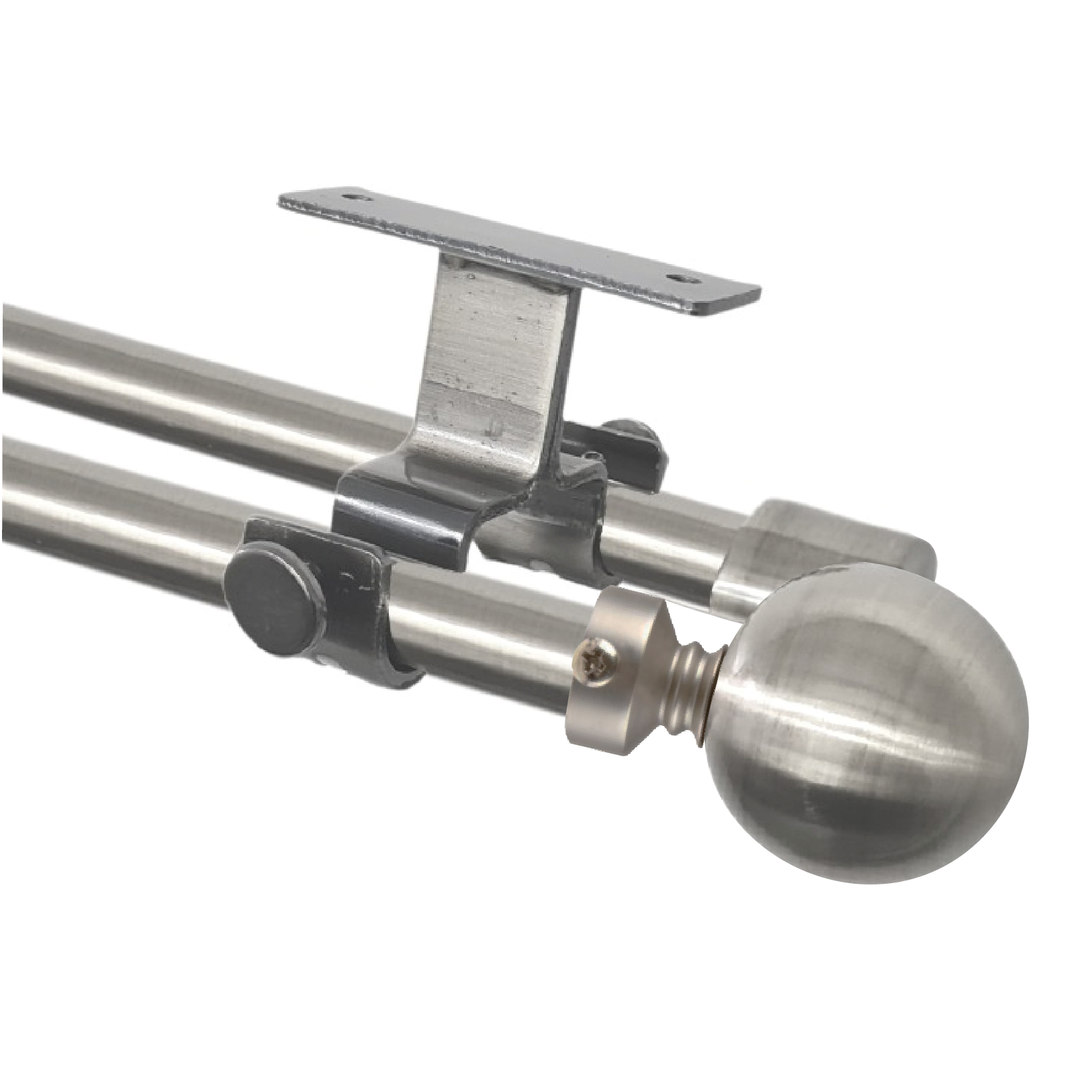 Set Barras para Cortina Doble 16/19 Mm Extensible 120-210 Cm A Techo Satín Bola