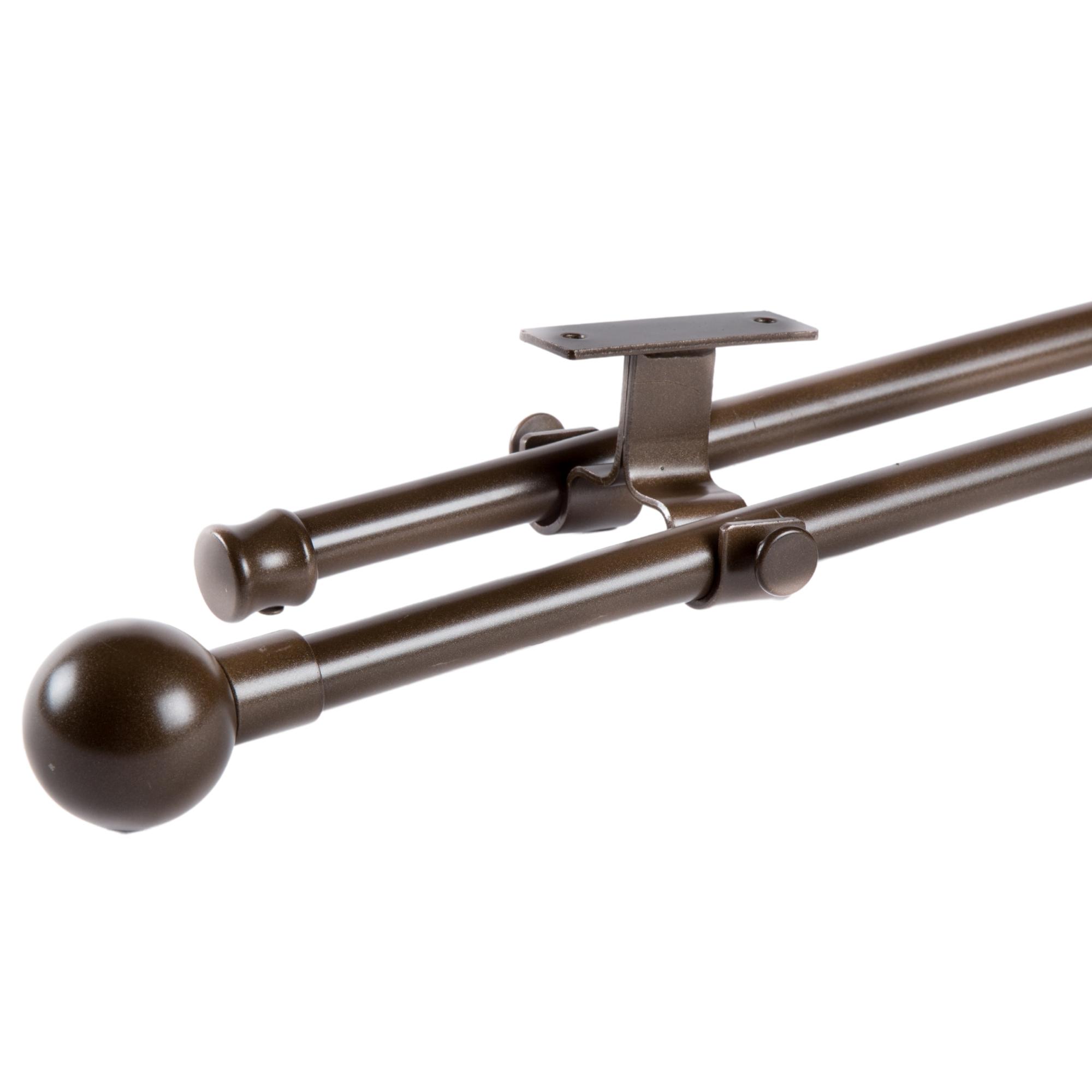Set Barras para Cortina Doble 16/19 Mm Extensible 75-110 Cm A Techo Café Bola