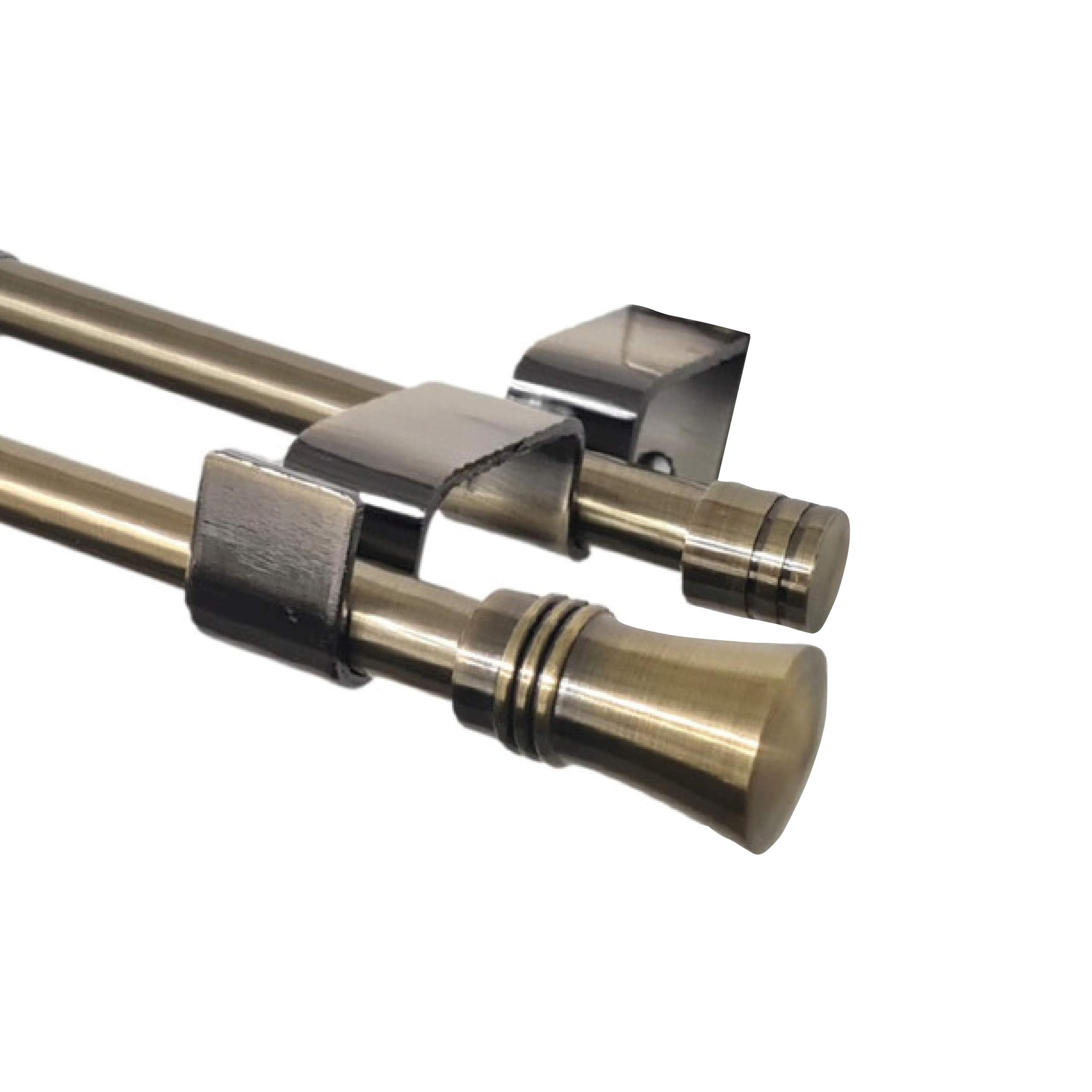 Set Barras para Cortina Doble 16/19 Mm Extensible 75-110 Cm A Muro Bronce Cónico