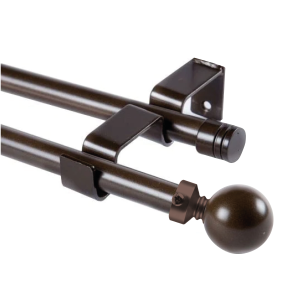 Set Barras para Cortina Doble 16/19 Mm Extensible 120-210 Cm A Muro Café Bola