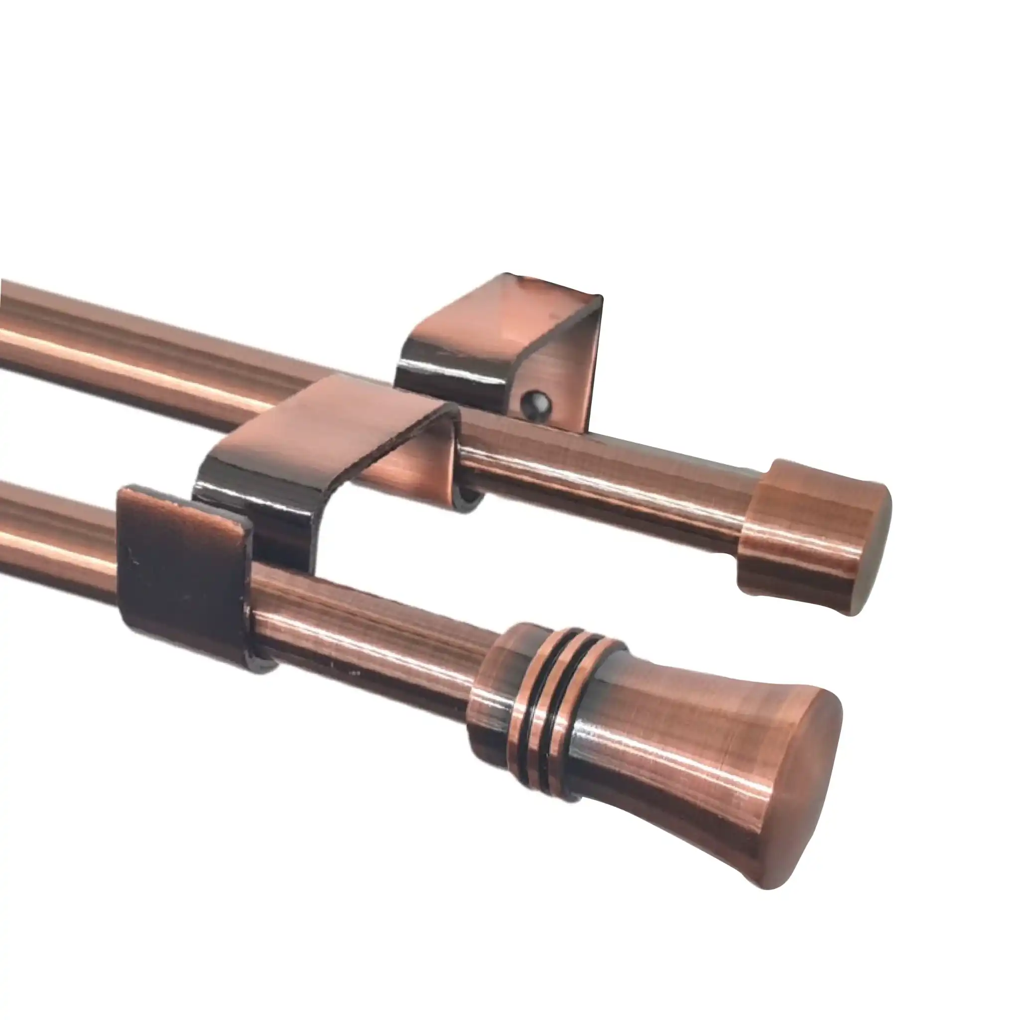 Set Barras para Cortina Doble 16/19 Mm Extensible 120-210 Cm A Muro Cobre Cónico