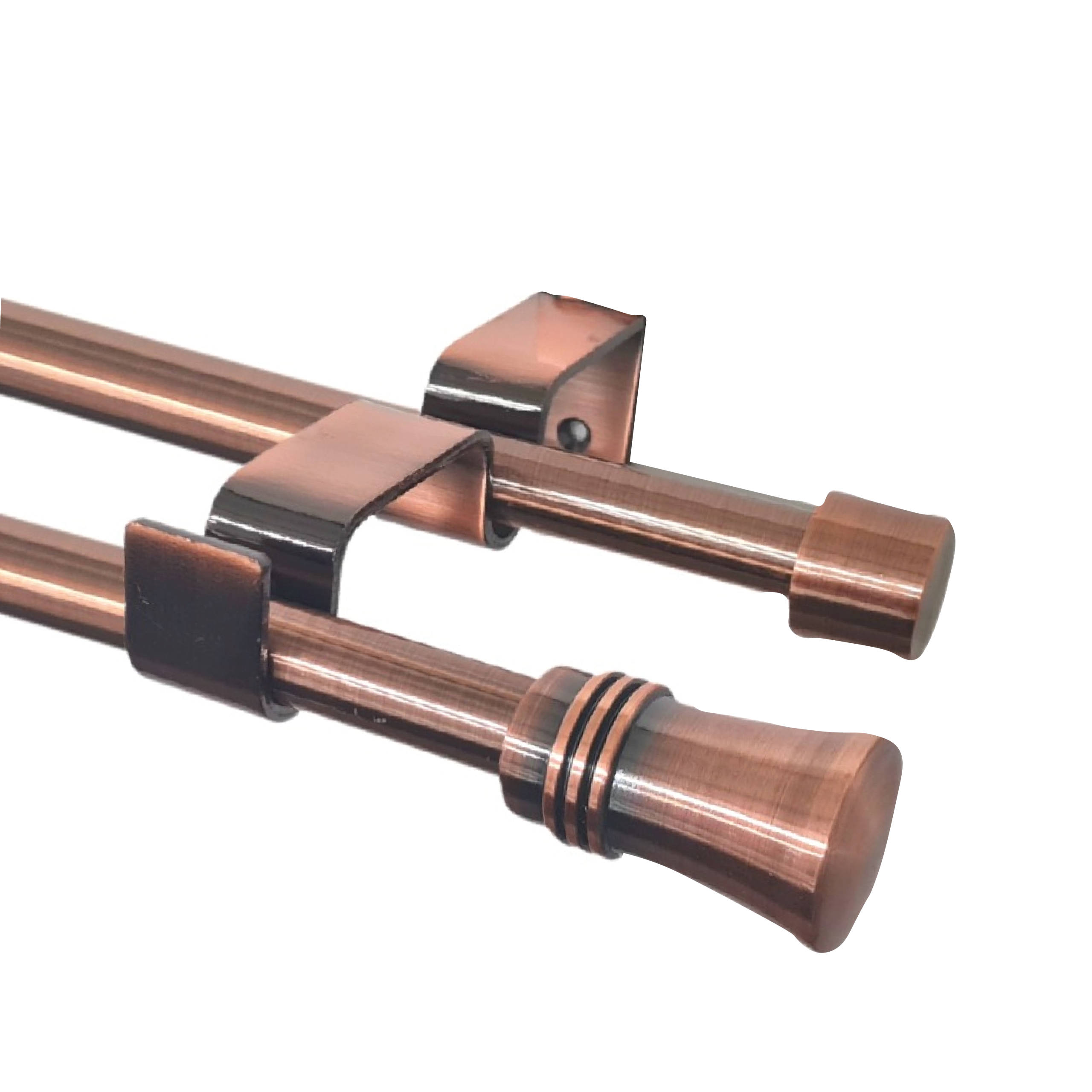 Set Barras para Cortina Doble 16/19 Mm Extensible 75-110 Cm A Muro Cobre Cónico