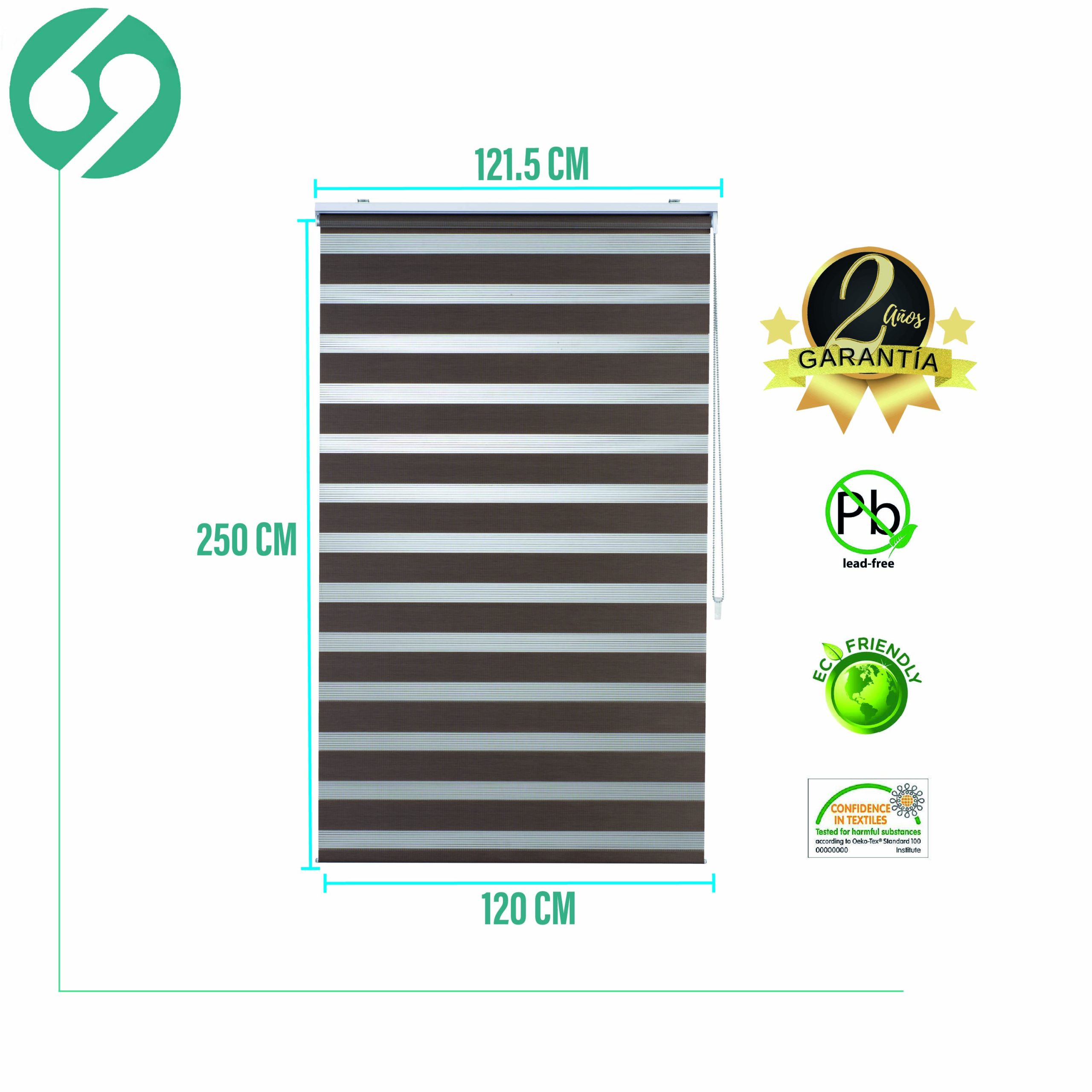 Cortina Roller Duo Zebra Día y Noche Tostado 120 X 250 Cm Sin Cenefa Sunfree - Imagen 2