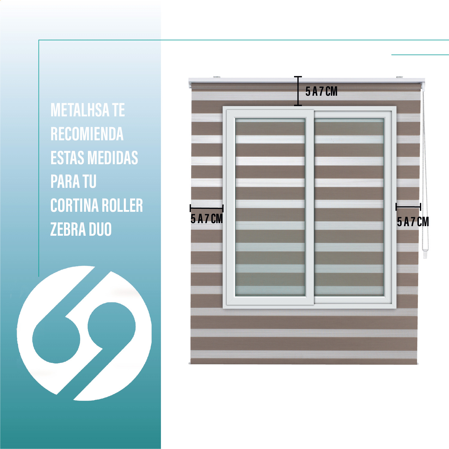 Cortina Roller Duo Zebra Día y Noche Tostado 120 X 250 Cm Sin Cenefa Sunfree - Imagen 3