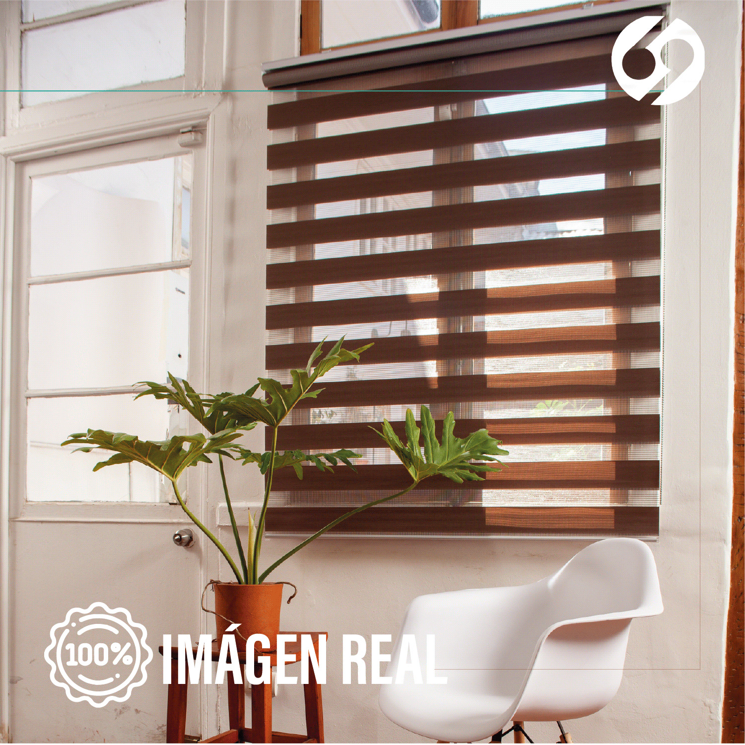 Cortina Roller Duo Zebra Día y Noche Tostado 120 X 250 Cm Sin Cenefa Sunfree - Imagen 4