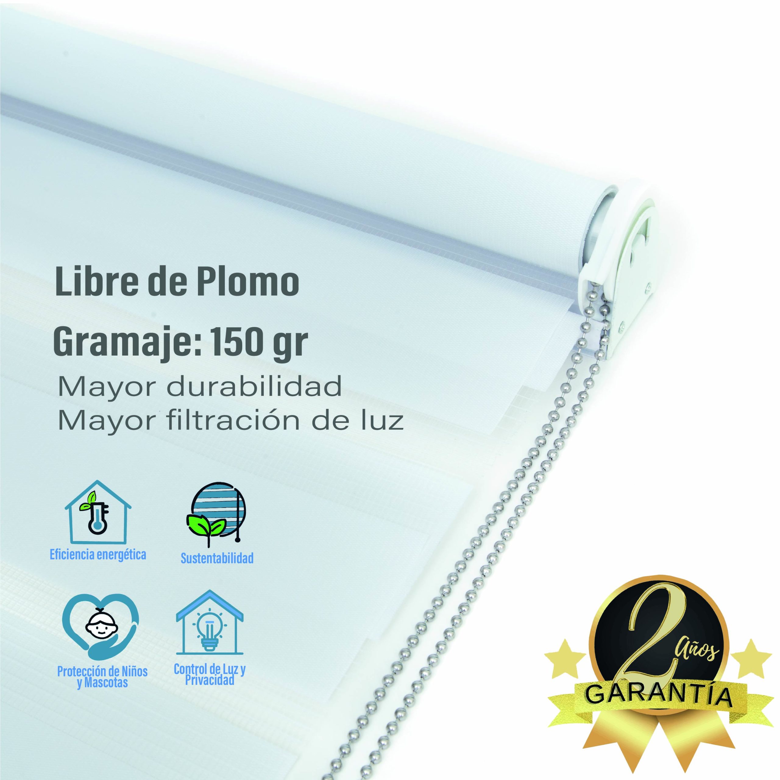 Cortina Roller Duo Zebra Día Y Noche Blanco 150 X 165 Cm Sin Cenefa Sunfree - Imagen 6