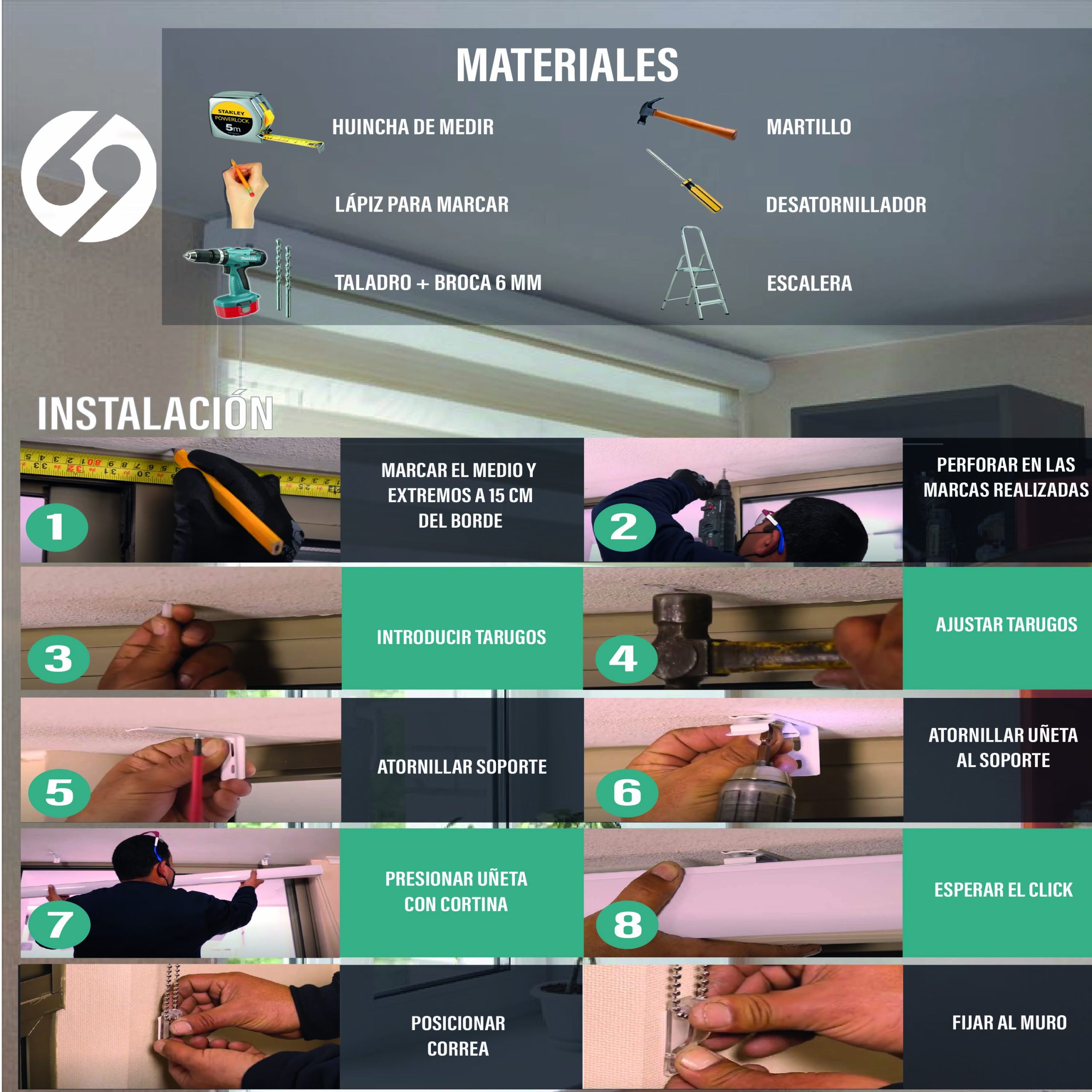 Cortina Roller Duo Zebra Día Y Noche Blanco 150 X 165 Cm Sin Cenefa Sunfree - Imagen 9