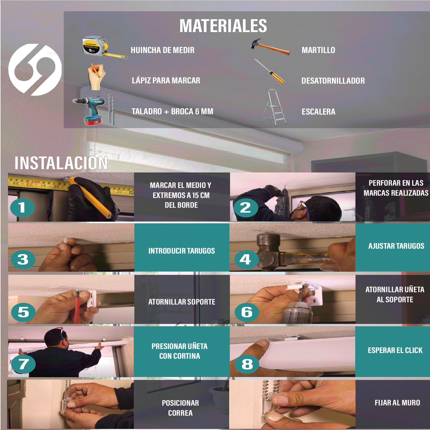 Cortina Roller Duo Zebra Día y Noche Tostado 120 X 250 Cm Sin Cenefa Sunfree - Imagen 9