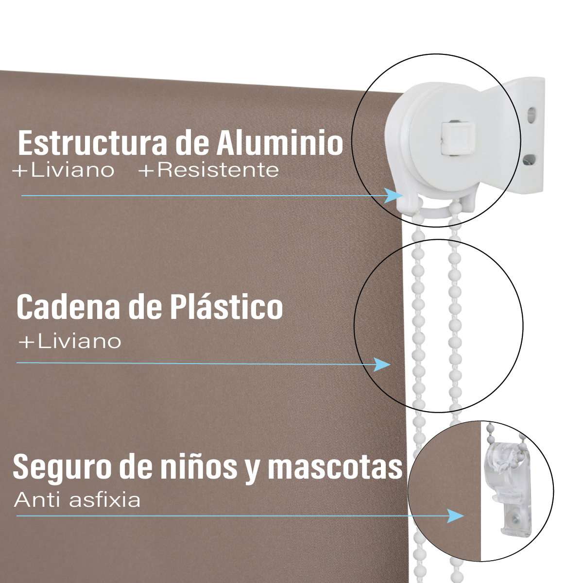 Cortina Roller Blackout Tostado 200 X 165 Cm Sunfree - Imagen 4