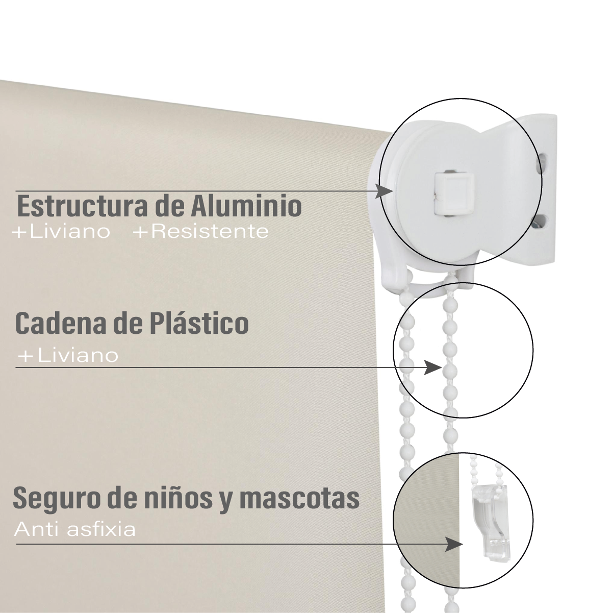 Cortina Roller Blackout Beige 90 X 165 Cm Sunfree - Imagen 3