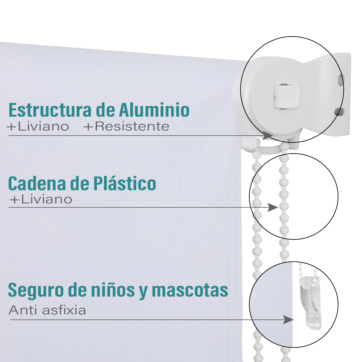 Cortina Roller Blackout Blanco 180 X 250 Cm Sunfree - Imagen 4