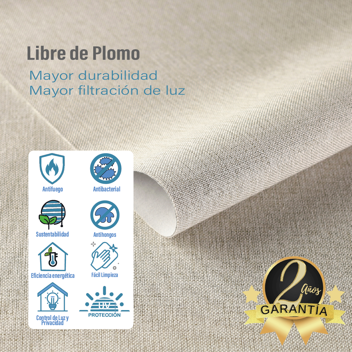 Cortina Roller Blackout Beige 90 X 165 Cm Sunfree - Imagen 4