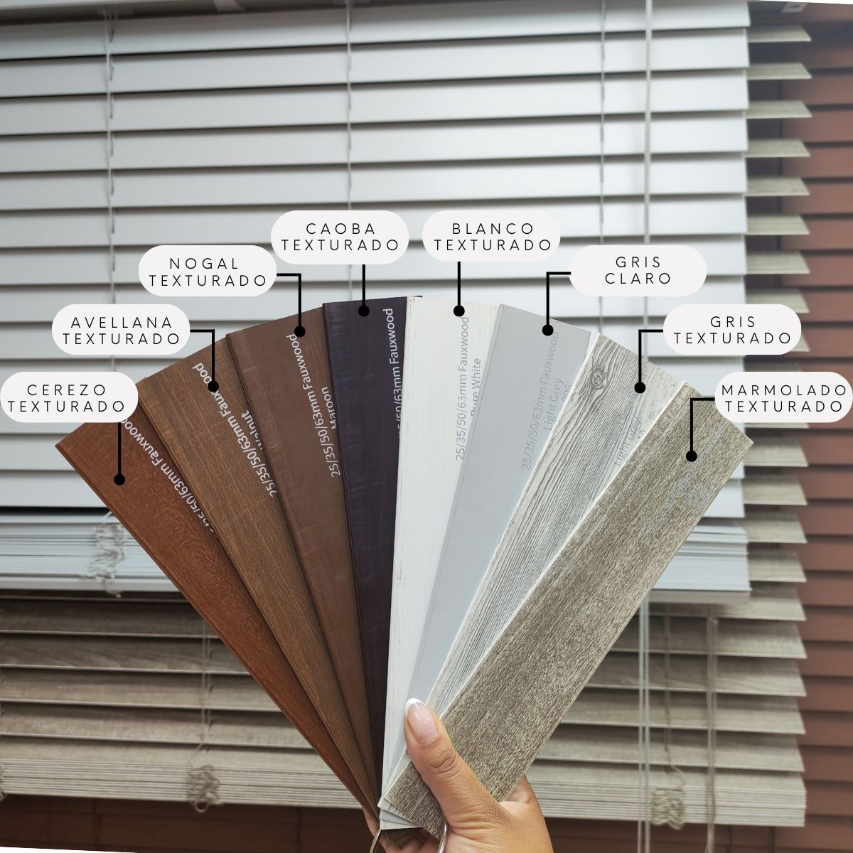 Persiana Imitación Madera 50 MM 160X250 Cm Blanco Texturado Aura - Imagen 8