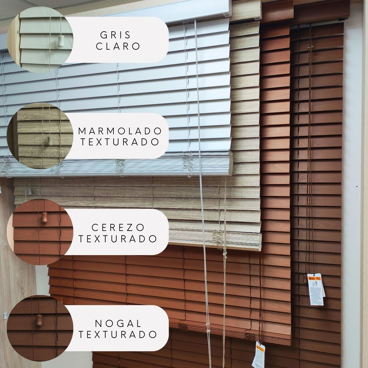 Persiana Imitación Madera 50 MM 180X165 Cm Caoba Texturado - Imagen 7