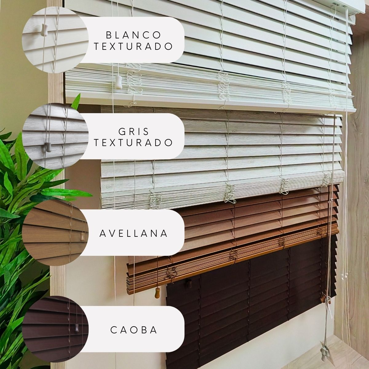 Persiana Imitación Madera 50 MM 180X165 Cm Caoba Texturado - Imagen 8