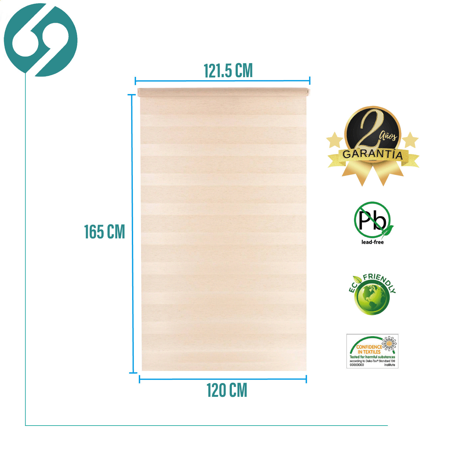 Cortina Roller Duo Zebra Día y Noche Beige 120 X 165 Cm Sin Cenefa Sunfree - Imagen 2