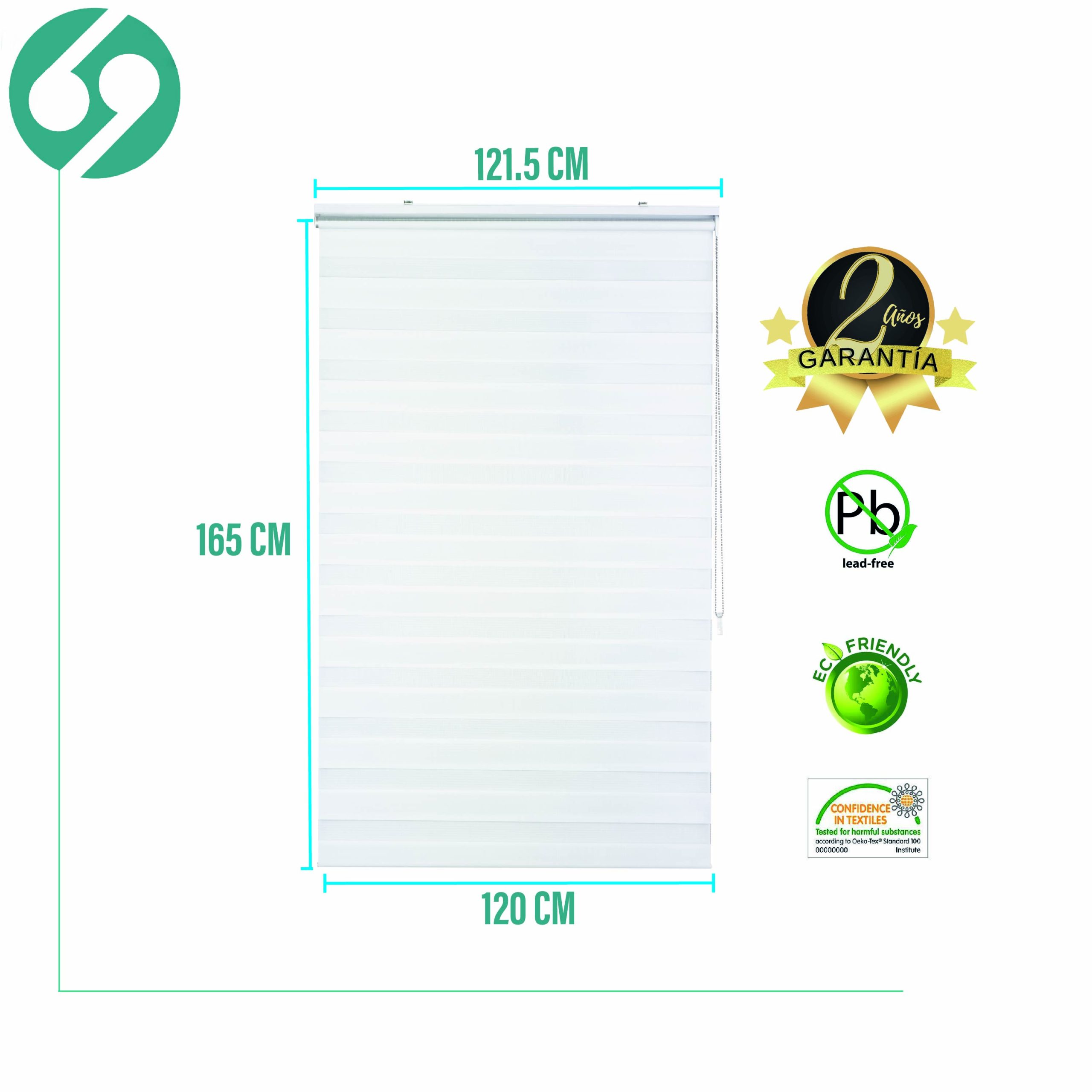 Cortina Roller Duo Zebra Día Y Noche Blanco 120 X 165 Cm Sunfree - Imagen 2