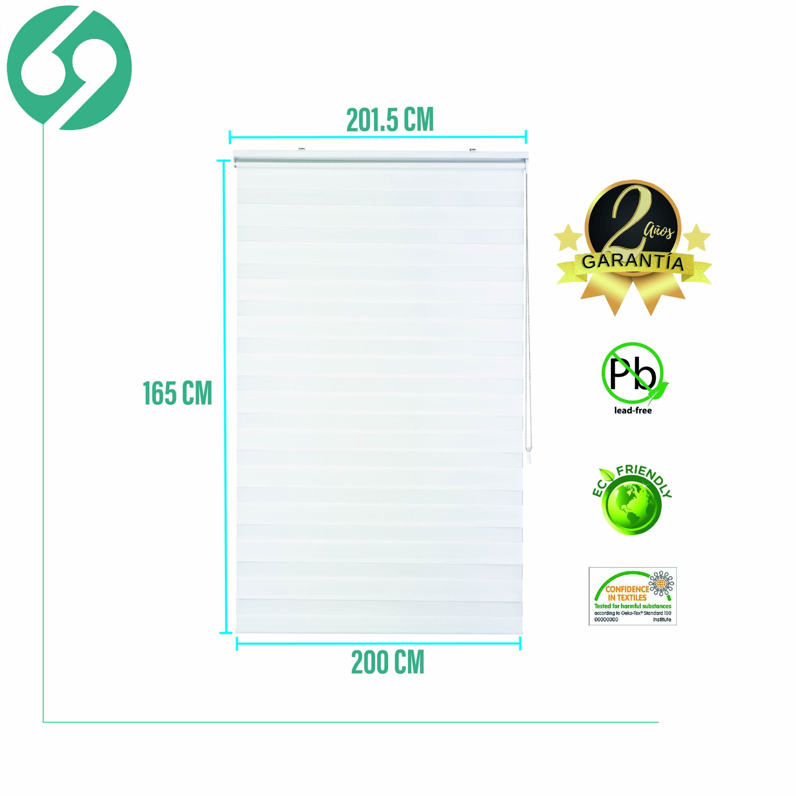Cortina Roller Duo Zebra Día Y Noche Blanco 200 X 165 Cm Sunfree - Imagen 2