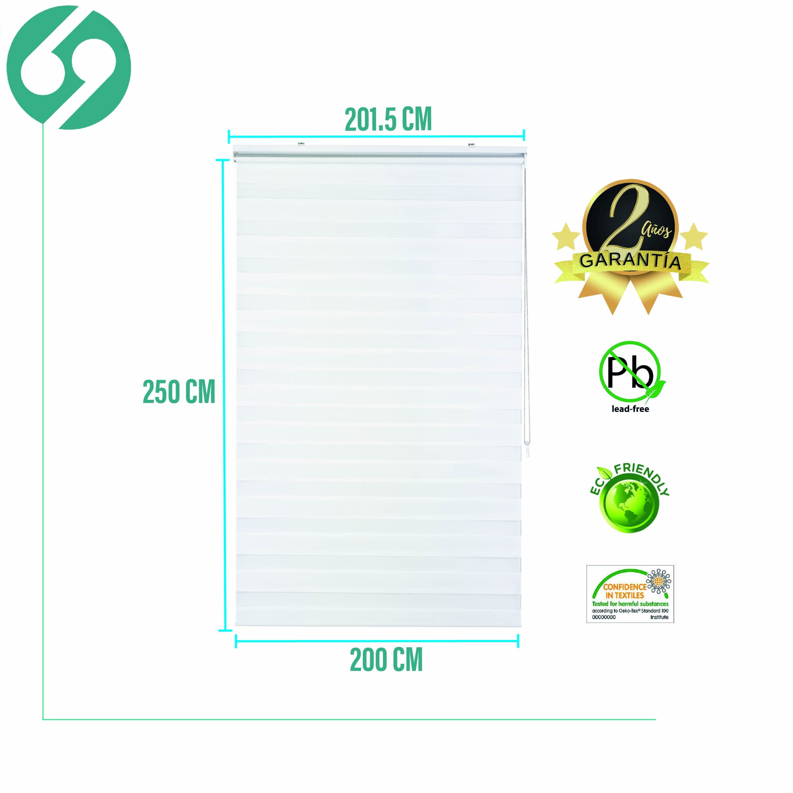 Cortina Roller Duo Zebra Día Y Noche Blanco 200 X 250 Cm Sunfree - Imagen 2