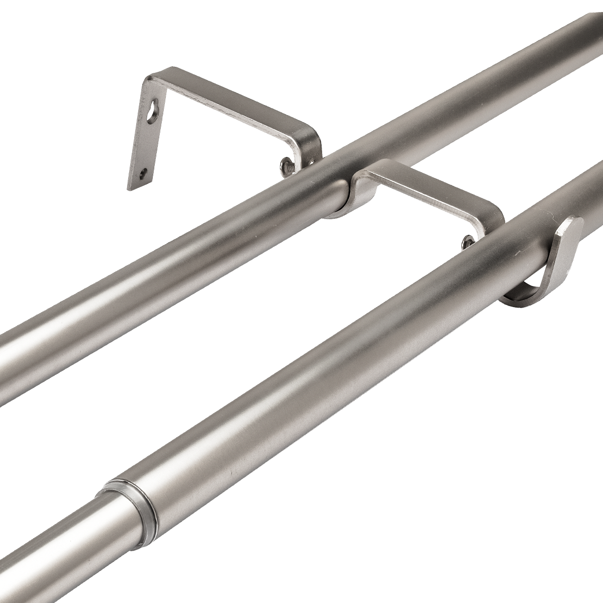 Set Barras para Cortina Doble 16/19 Mm Extensible 120-210 Cm A Muro Satín Bola - Imagen 3