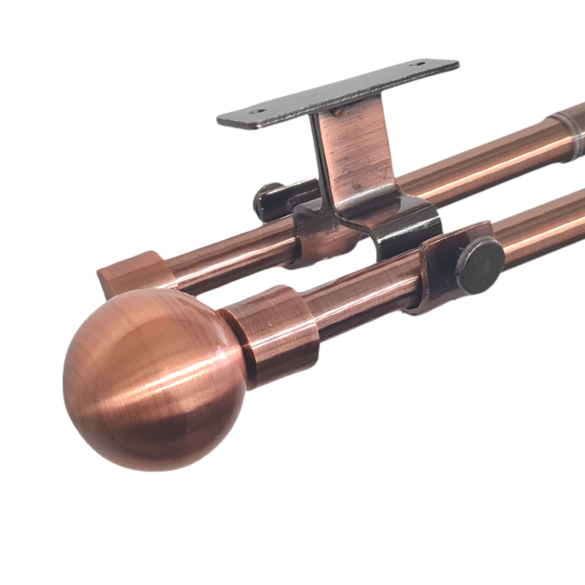 Set Barras para Cortina Doble 16/19 Mm Extensible 120-210 Cm A Techo Cobre Bola - Imagen 3