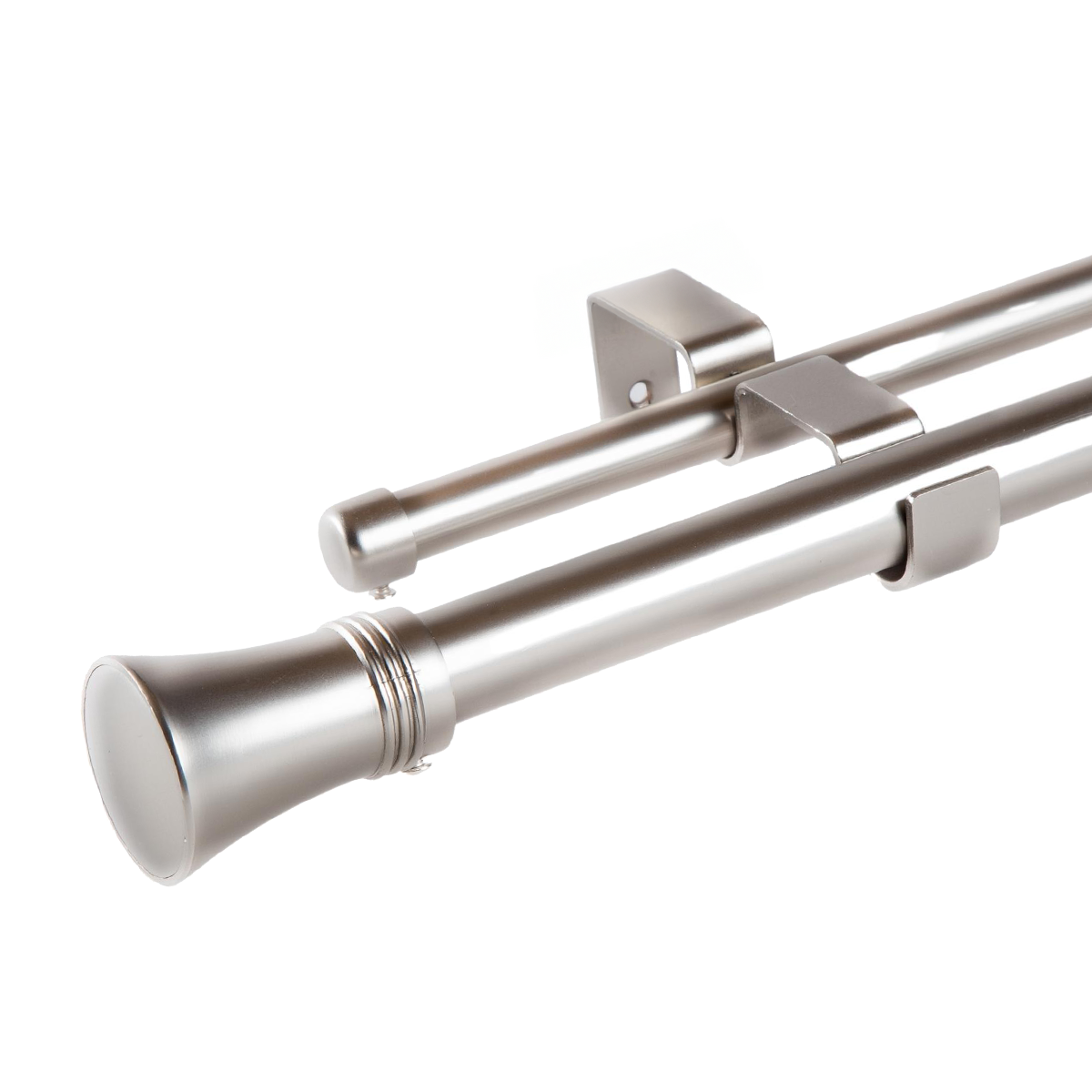 Set Barras para Cortina Doble 16/19 Mm Extensible 170-320 Cm A Muro Satín Cónico