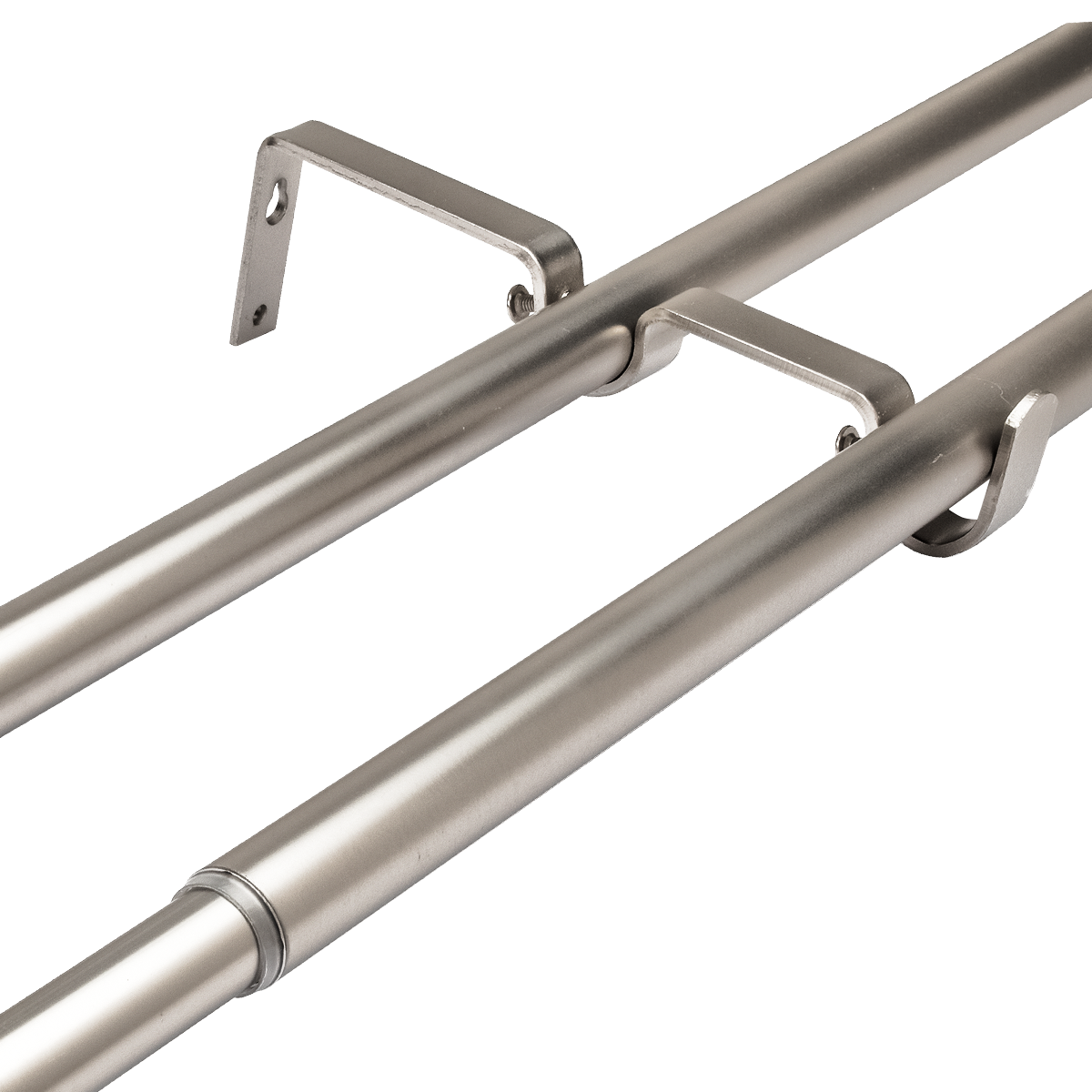 Set Barras para Cortina Doble 16/19 Mm Extensible 170-320 Cm A Muro Satín Cónico - Imagen 3